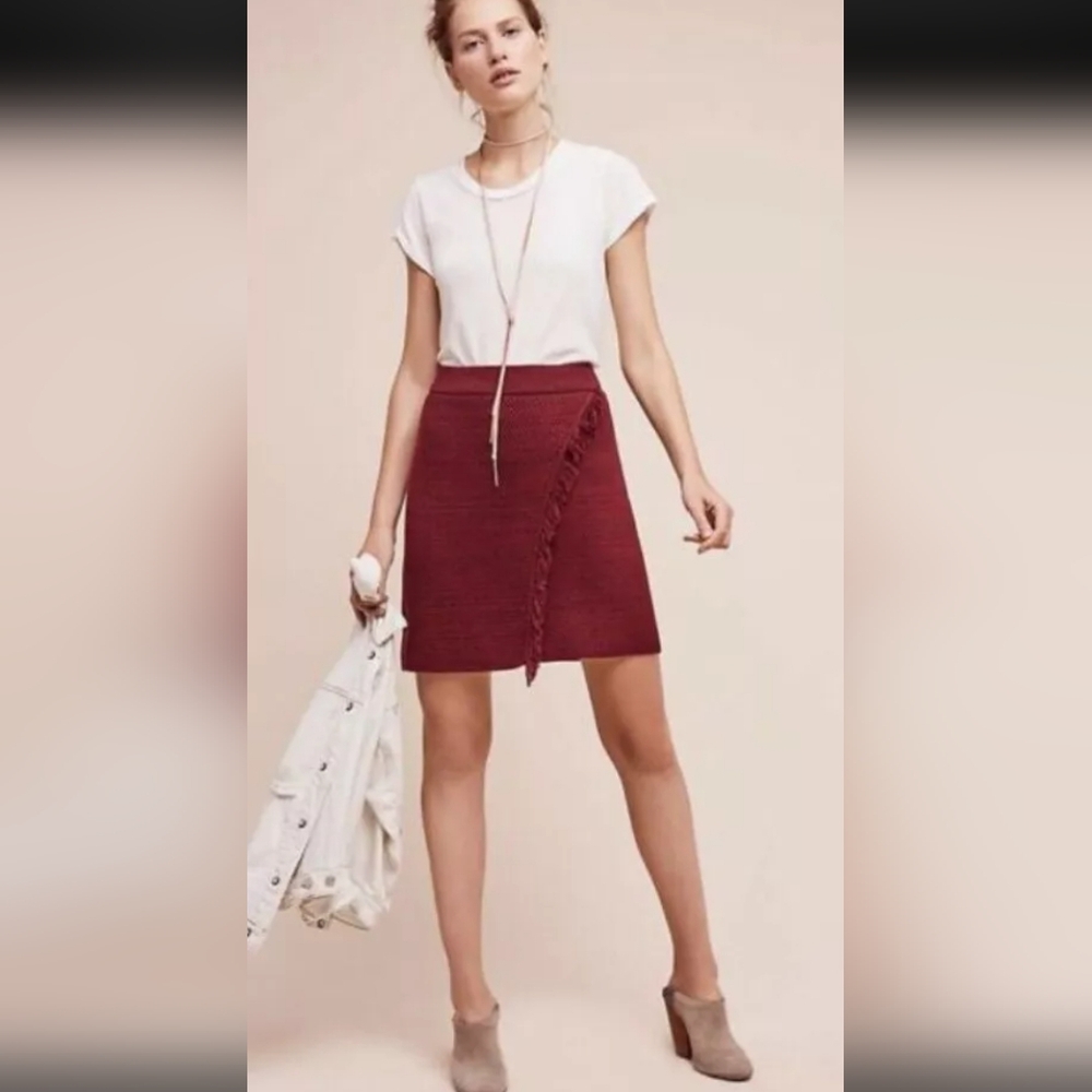 ANTHROPOLOGIE MAEVE Fringed Arnhem Sweater Skirt Women’s Size M